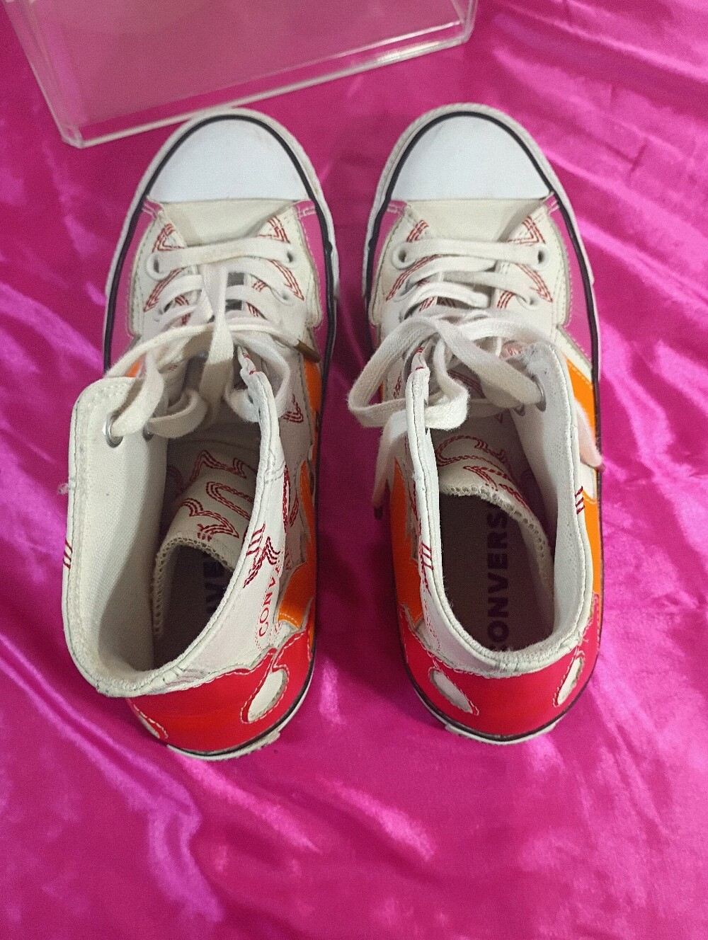 Converse Chuck Taylor Space Cowboy Woman's SZ 7.5 High Top Pink Orange Flame - Picture 5 of 9